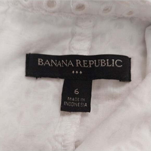 BANANA REPUBLIC! WHITEST WHITE COTTON EYELET, SLEEVELESS A-LINE DRESS! SZ 6 - Picture 8 of 10